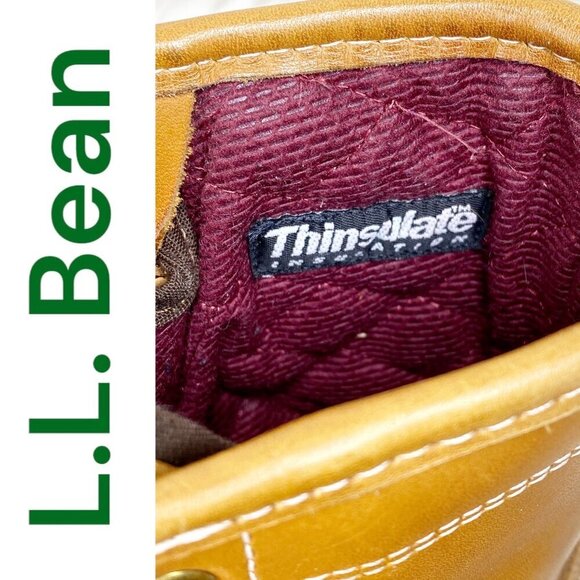 L.L. BEAN BROWN LEATHER DUCK RAIN BOOTS GORE-TEX THINSULATE OUTDOOR, SIZE 7 - Picture 4 of 15